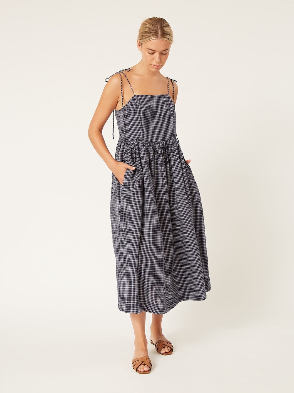 Naif Montreal Gwen Mini Check Linen Dress